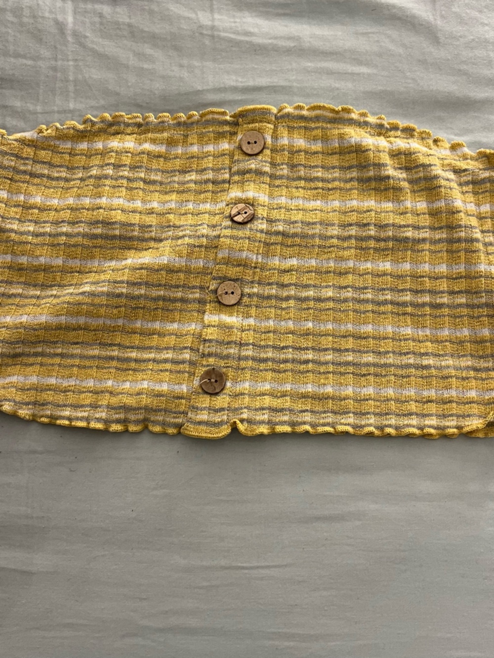 Yellow Striped Button-Front Knit Skirt